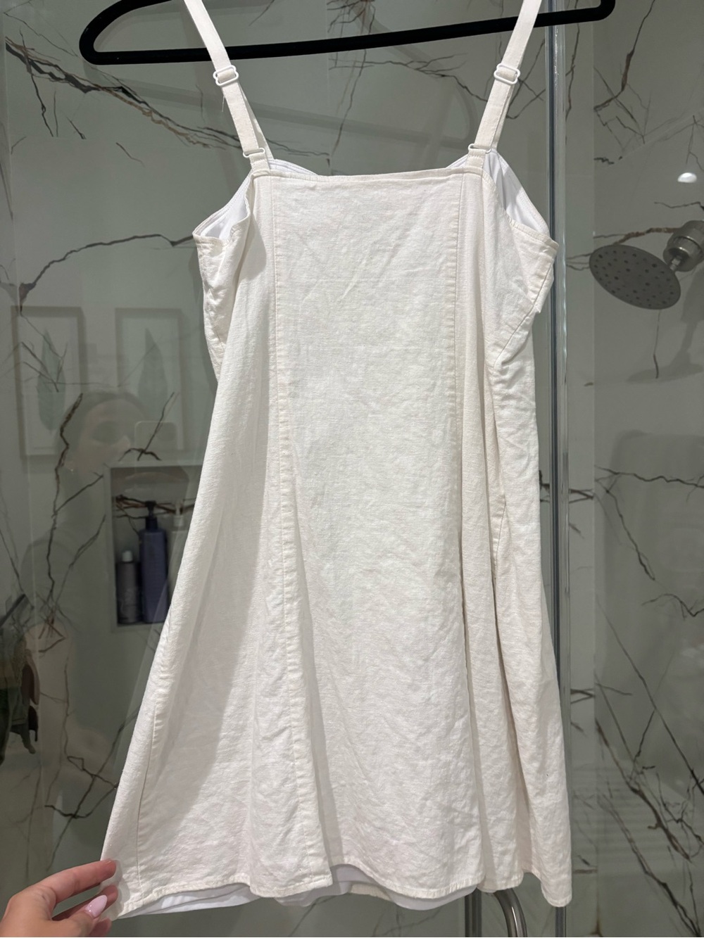Express White Button-Front Mini Sundress - Picture 3 of 3